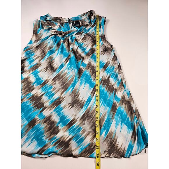 New directions womens 2X 2XL sleevless scoop neck geometric blue blouse top ^ - Picture 5 of 6